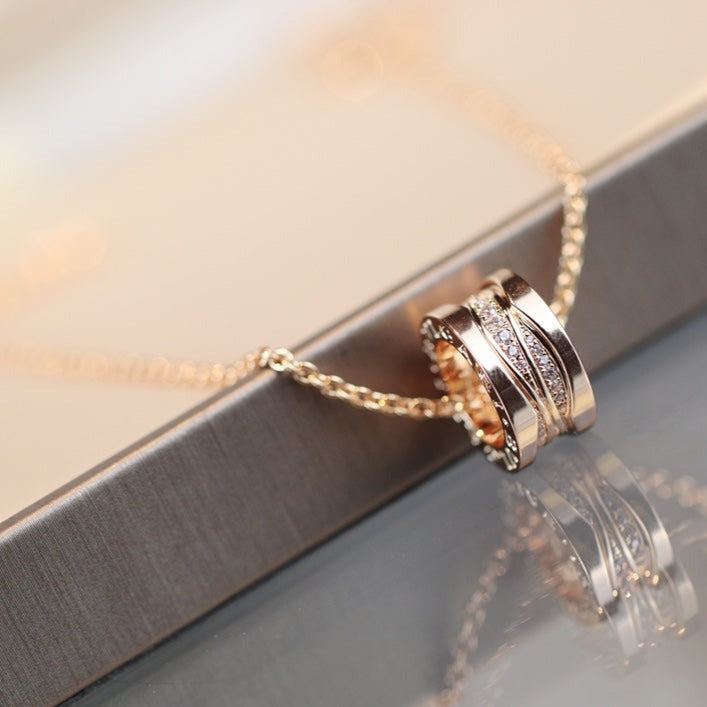 Bvlgari Zero 1 Pink Gold Necklace Cubic Zirconia