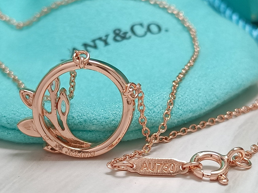 Tiffany Cubic Zirconia Vine Circle Pendant Platinum Necklace