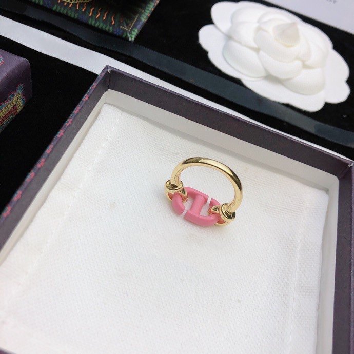 Dior CD Red and Pink Gold Ring
