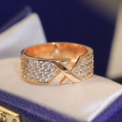 Chaumet Liens Evidence Pink Gold Cubic Zirconia Paved Ring