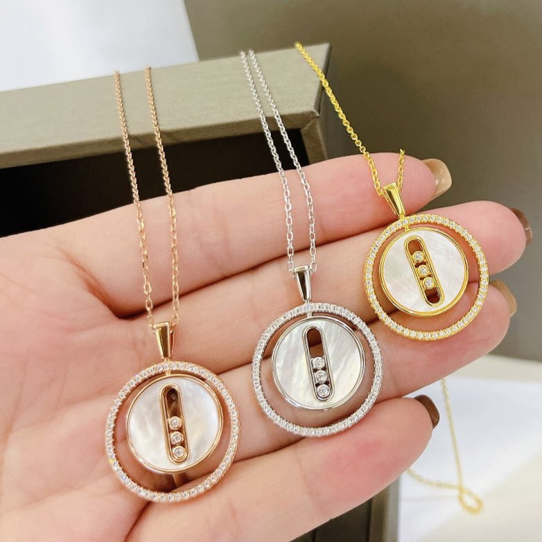 Messika Lucky Move Mm Nacre Blanche Cubic Zirconia Necklace