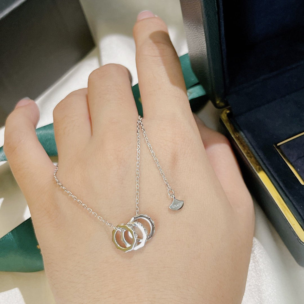 Graff Laurence Signature Triple Paved Silver Cubic Zirconia Necklace