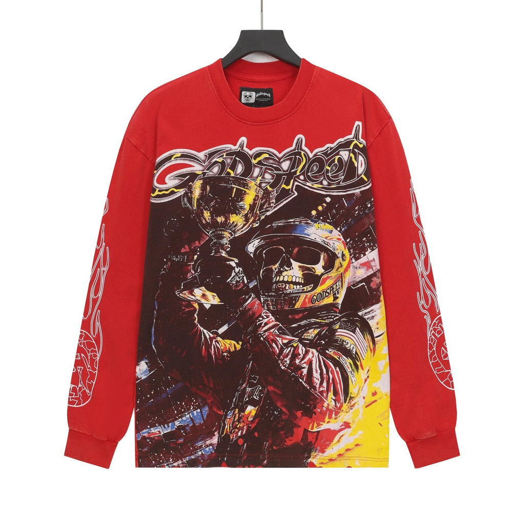 Godspeed Racing Skull Graphic Long-Sleeve T-Shirt — front