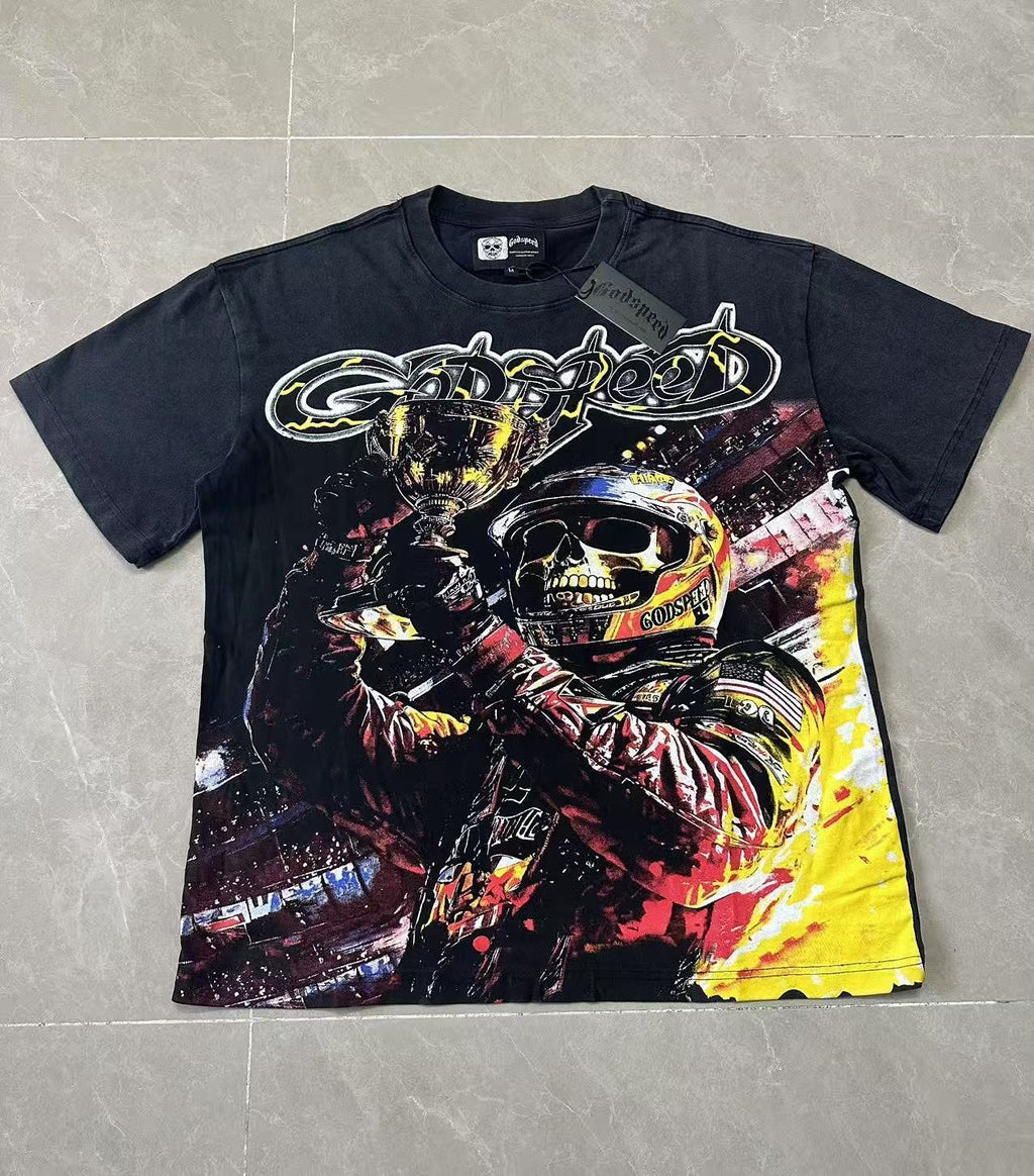 Godspeed Racer Skull Graphic T-Shirt — front