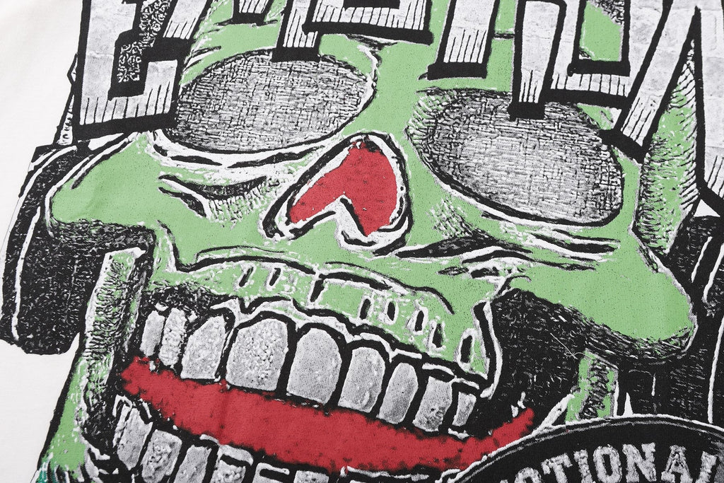 MIXED EMOTION Skull Headphones Graphic Short-Sleeve T-Shirt — detail
