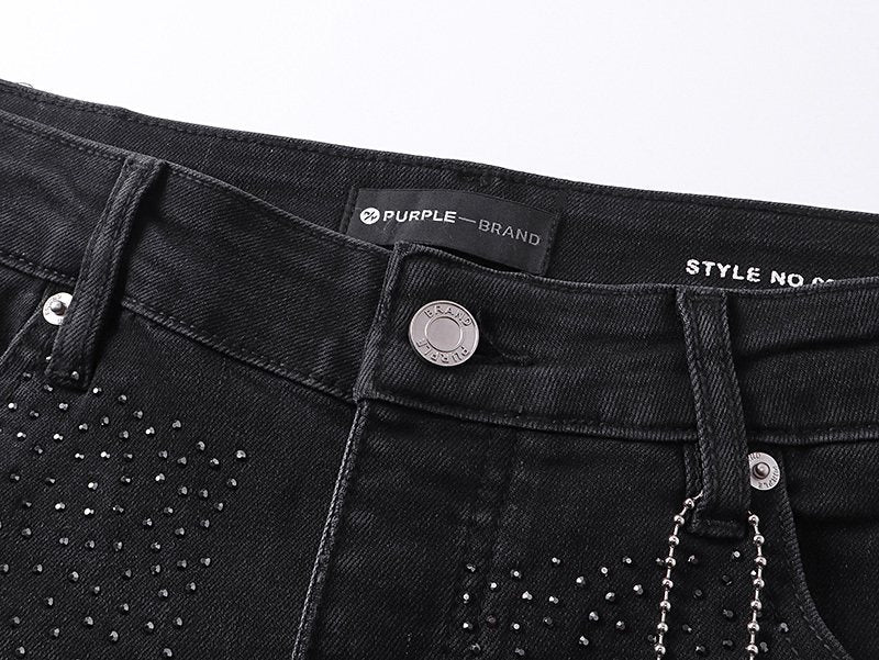 Purple Brand Rhinestone Flare Jeans — detail