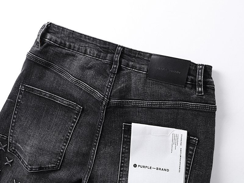 Purple Brand Washed Black Embroidered Jeans — detail