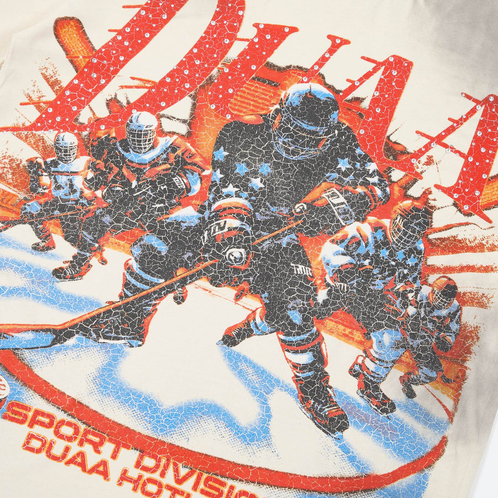 DUAA Cream Washed Hockey Graphic Short-Sleeve T-Shirt — detail