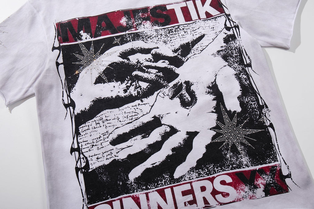 MAJESTIK Rhinestone Graphic Short-Sleeve T-Shirt — detail
