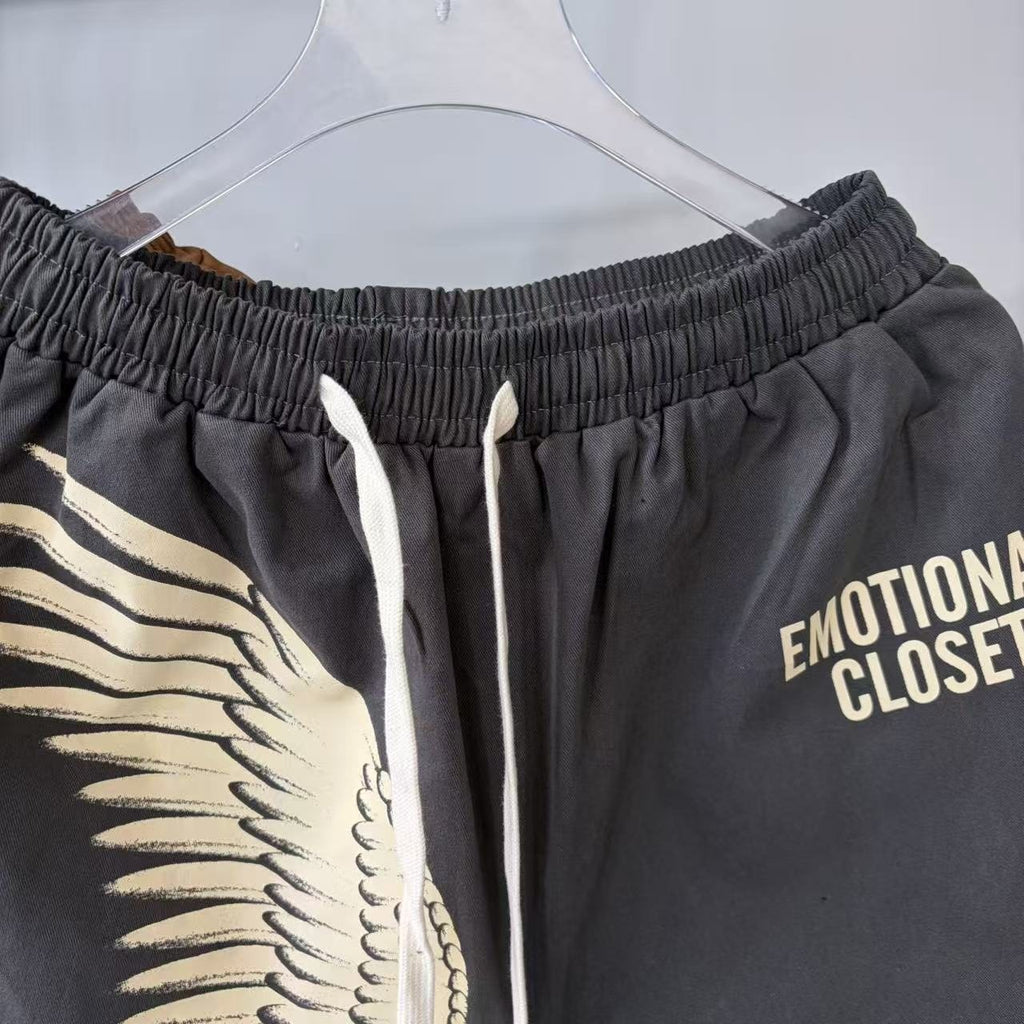 Emotional Closet Wing Graphic Drawstring Shorts — detail