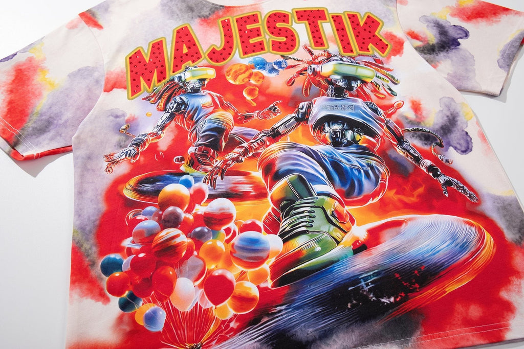 MAJESTIK Watercolor Allover Graphic T-Shirt — detail