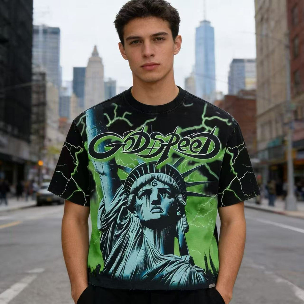 Godspeed Statue of Liberty Graphic T-Shirt — front