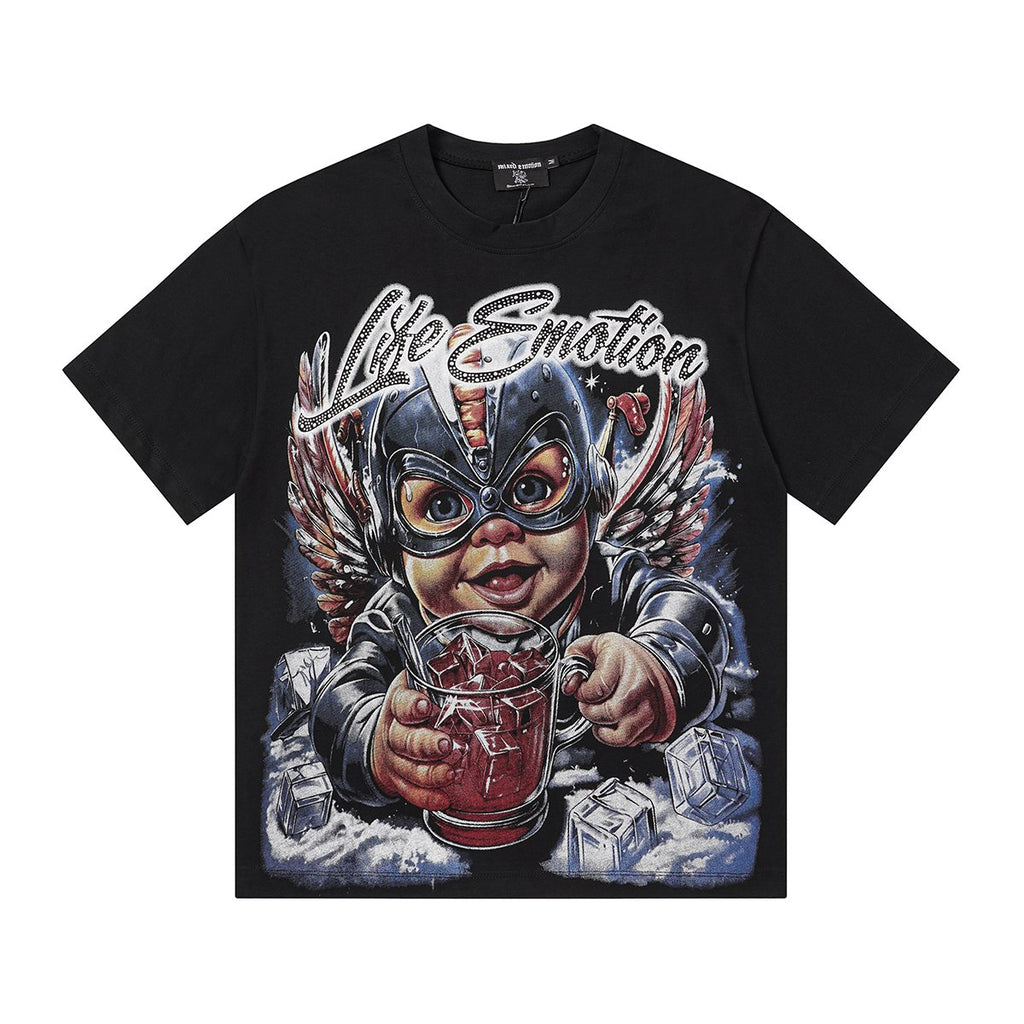 MIXED EMOTION Rhinestone Front Graphic T-Shirt — hero