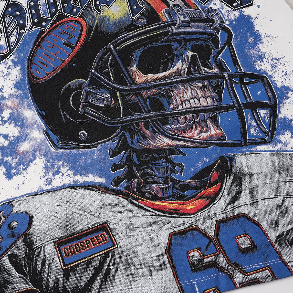 Godspeed Football Skull Graphic T-Shirt — detail