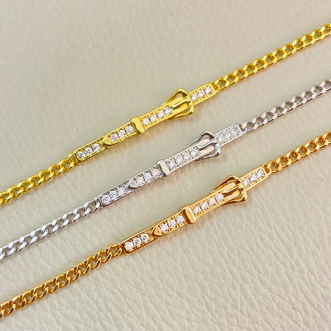 Hermes Diamond-Encrusted Buckle Belt Open Bracelet