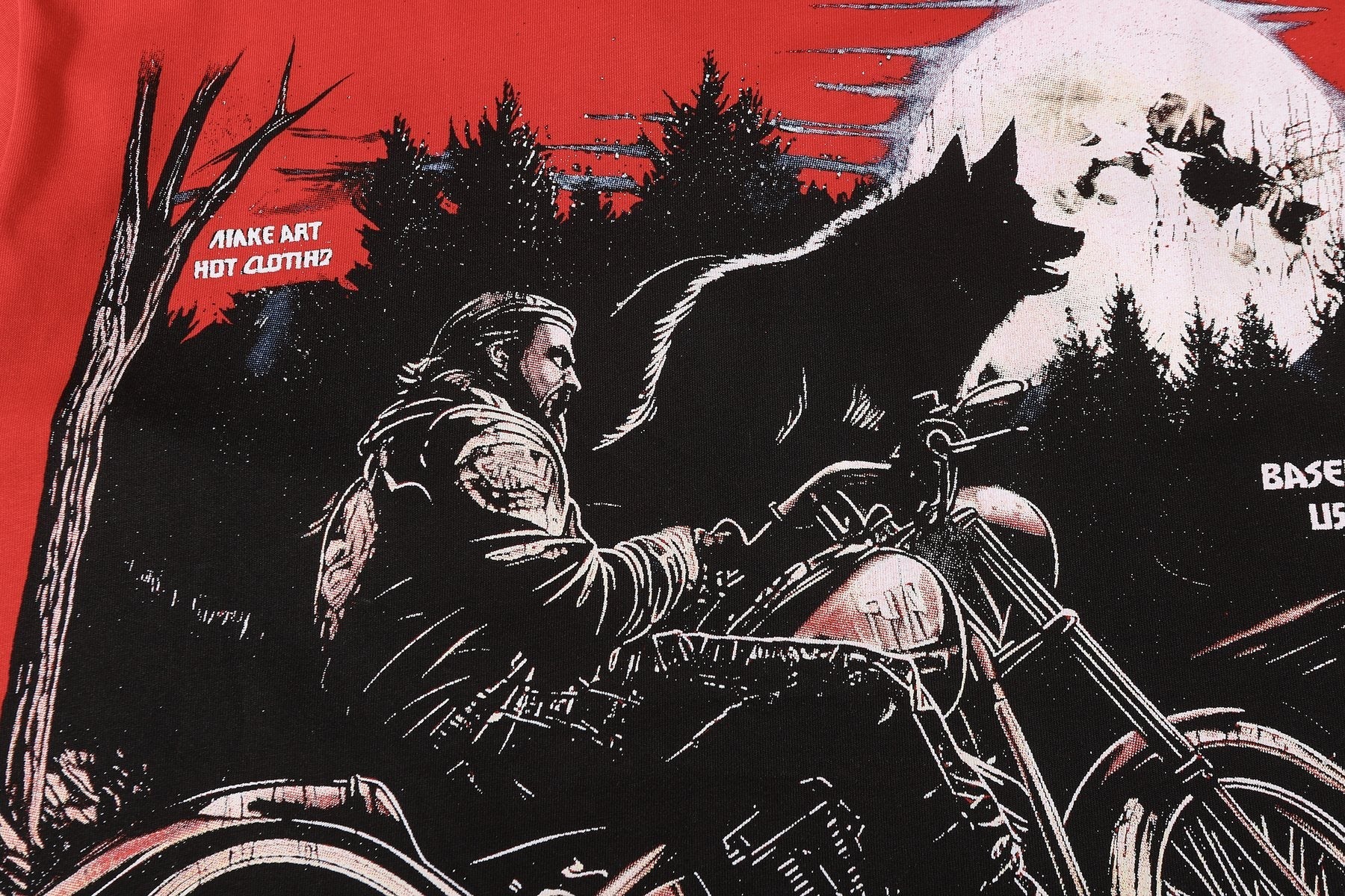 Godspeed Motorcycle Wolf Moon Graphic T-Shirt — detail