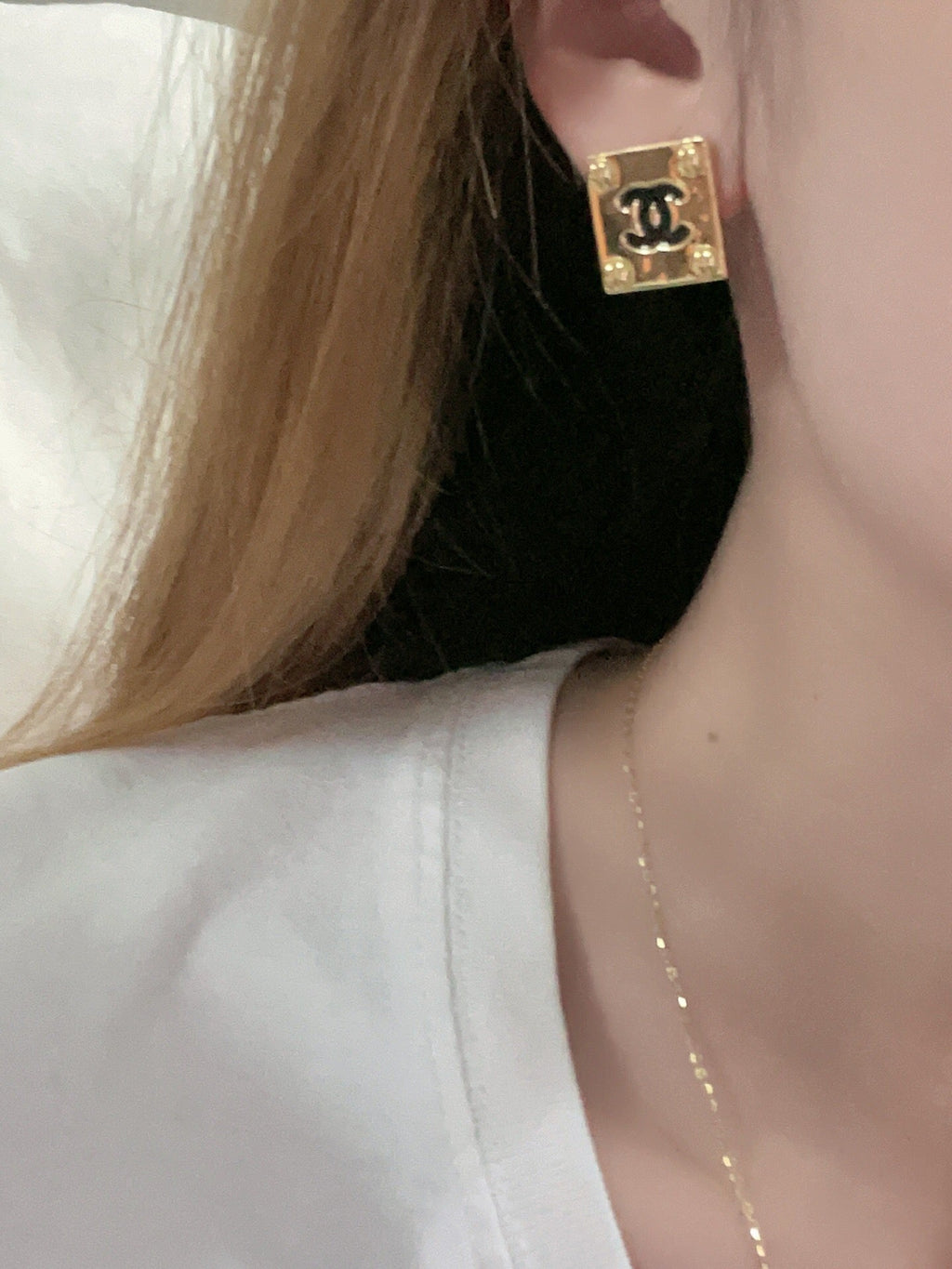 Chanel Square Gold Earrings